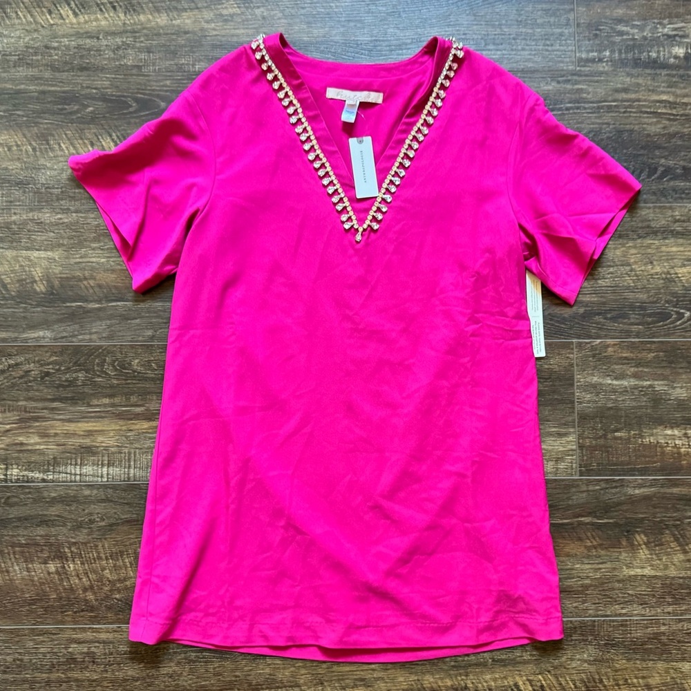 NWT HUTCH ANTHROPOLOGIE Pink Rhinestone Shirt Dress